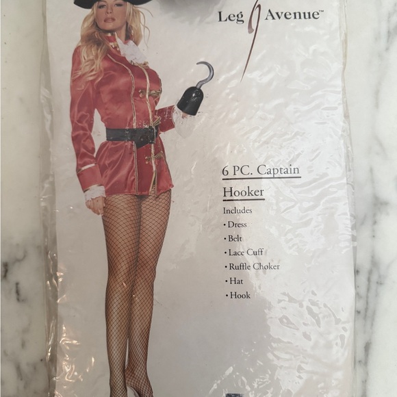 Leg Avenue Red Pirate Halloween Costume with Hat and Hook/Size Small - Picture 13 of 16